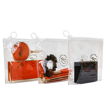 White pull ring transparent zipper bag