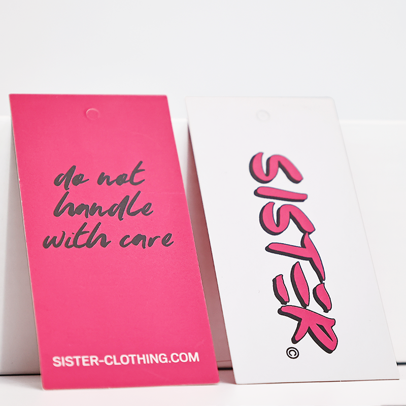 Pink double-sided pattern printing tag