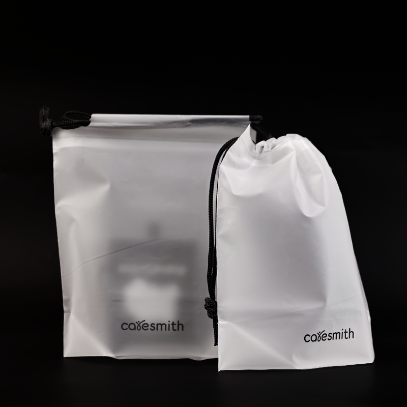 Transparent frosted bottom drawstring bag