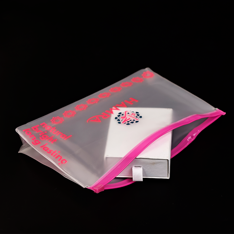 Transparent frosted bottom design pink ziplock bag