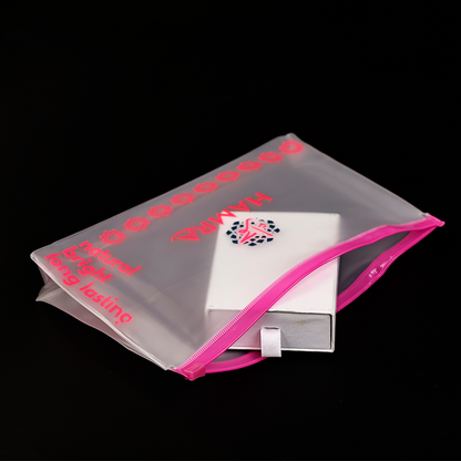 Transparent frosted bottom design pink ziplock bag