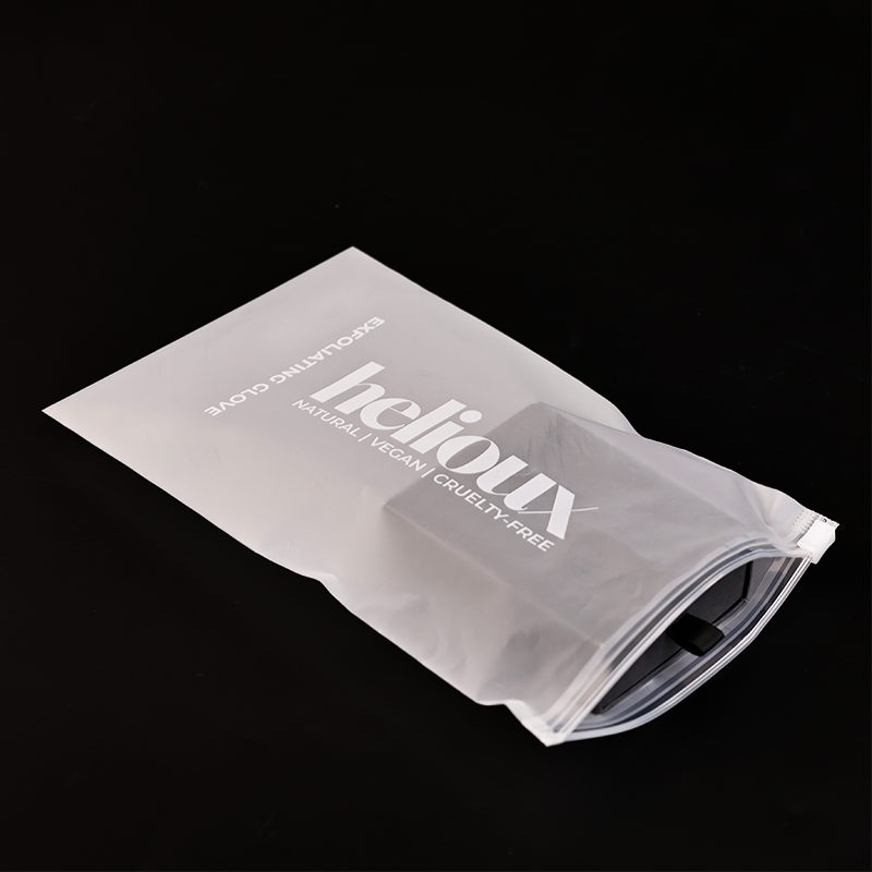 Small size transparent frosted long zipper bag