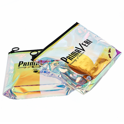 PVC laser translucent black ring zipper bag