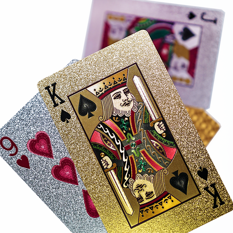 Gold and silver full-page glitter poker cards