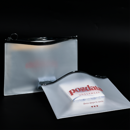 Black ring transparent frosted PVC zipper bag