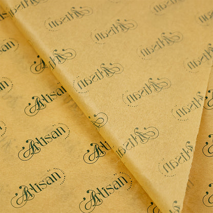 Yellow wrapping paper pattern dark green printing