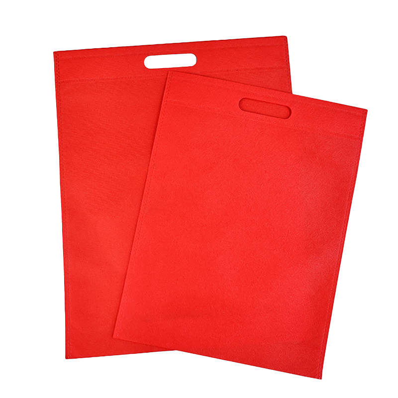 Red non-printed flat non-woven tote bag