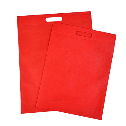 Red non-printed flat non-woven tote bag