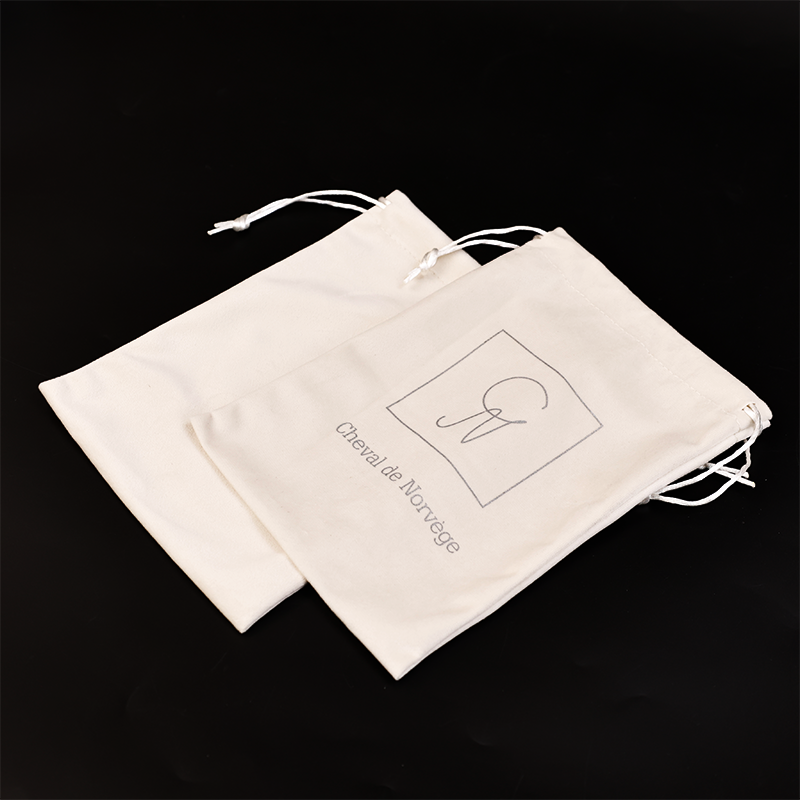 Light brown patterned silver flannel drawstring bag
