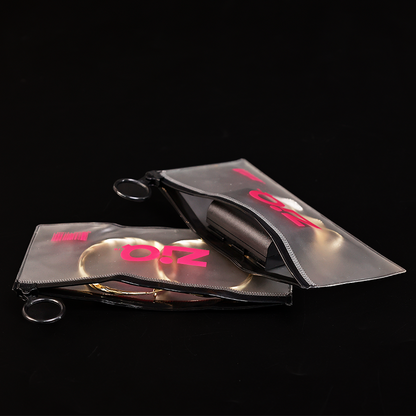 Long transparent frosted black ring zipper bag