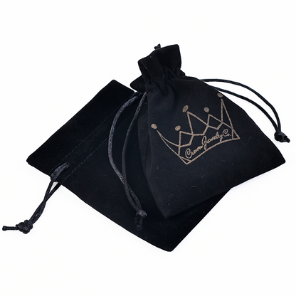 Black small size pattern gold foil velvet drawstring bag
