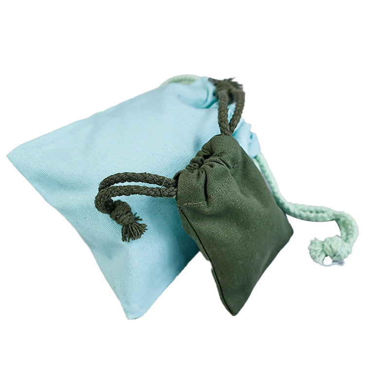 Blue drawstring cotton bag