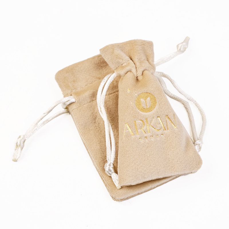 Small size gold foil velvet drawstring bag