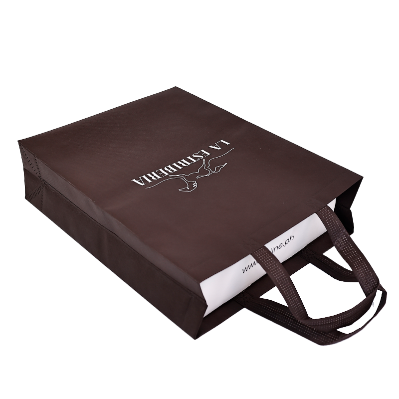Brown long non-woven tote bag