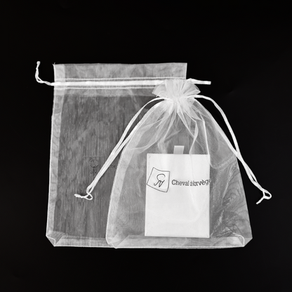 White transparent mesh drawstring bag