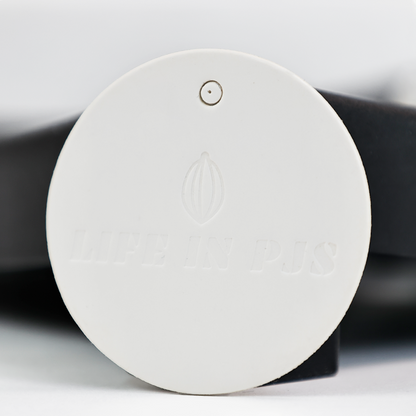 White round embossed hangtag