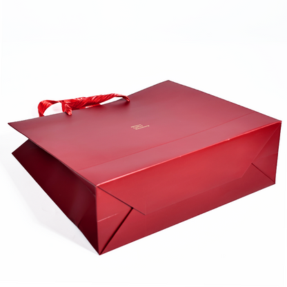 Red gold stamped paper bag
