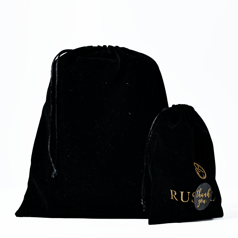 Black Multi-Size Fleece Drawstring Bag