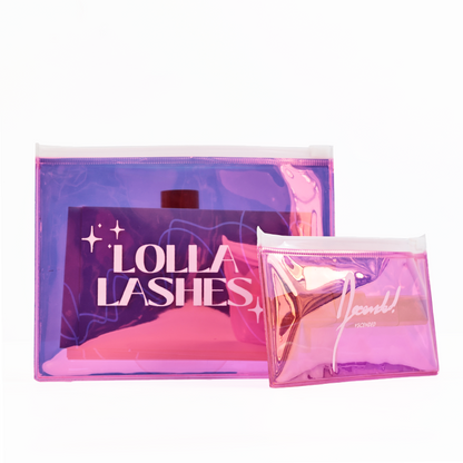 Various sizes of pink laser PVC zipper bags