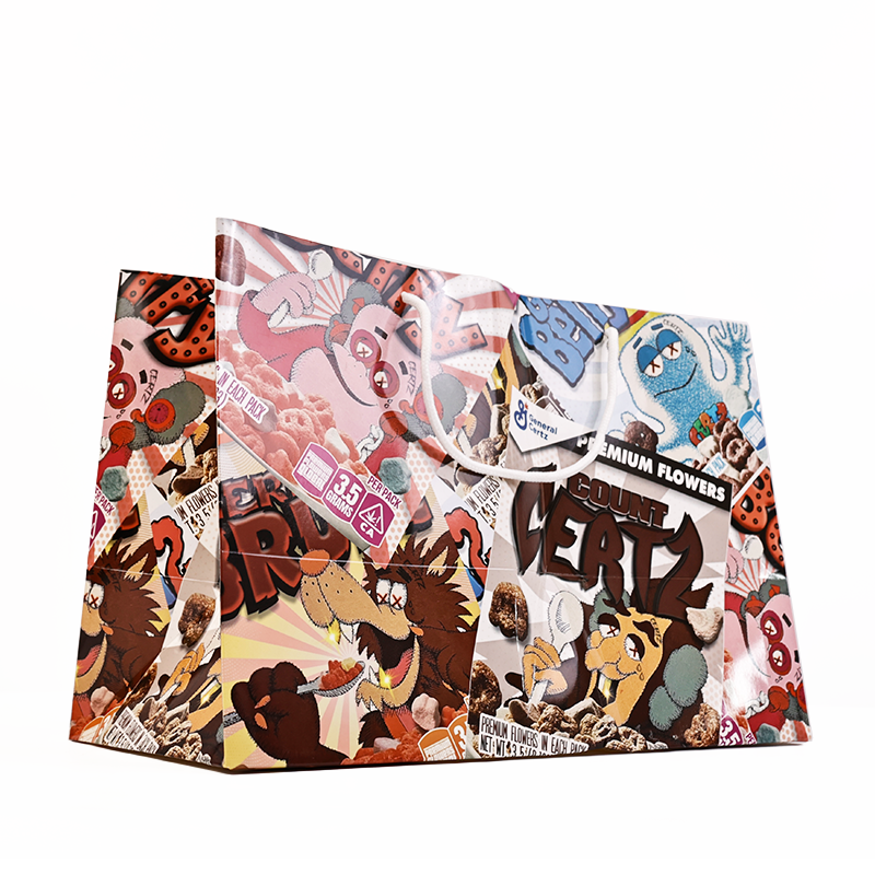 Full cartoon pattern color printing white card paper bag