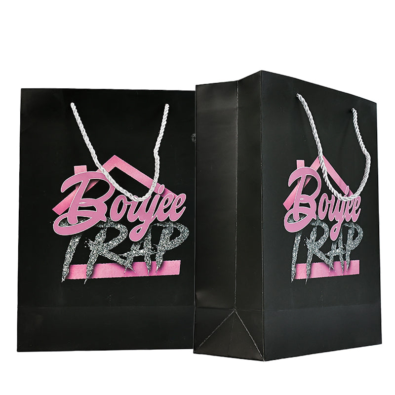 Black printed pink logo tote bag