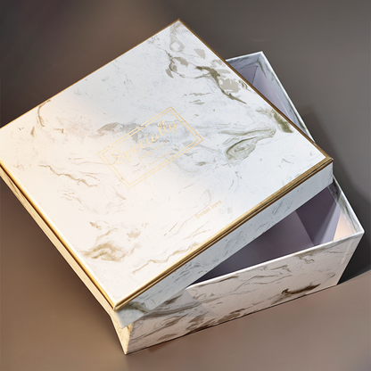 Square marble pattern gold-stamped gift box