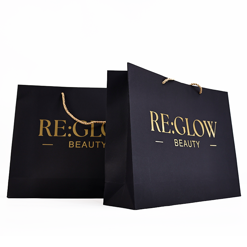 Black gold foil kraft paper tote bag