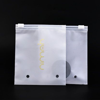 Small size white frosted pattern hot stamping zipper bag