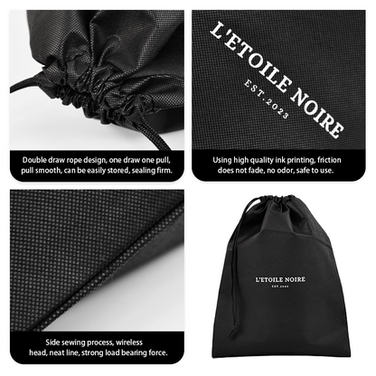 Black non-woven drawstring bag
