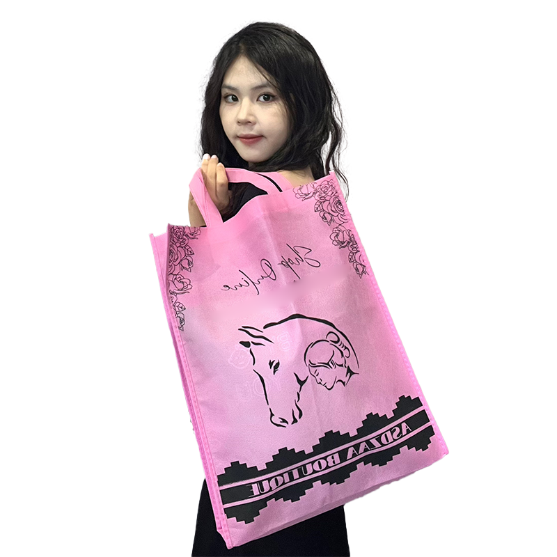 Large size full print pink non-woven tote bag