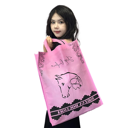 Large size full print pink non-woven tote bag