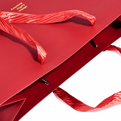 Red gold stamped paper bag