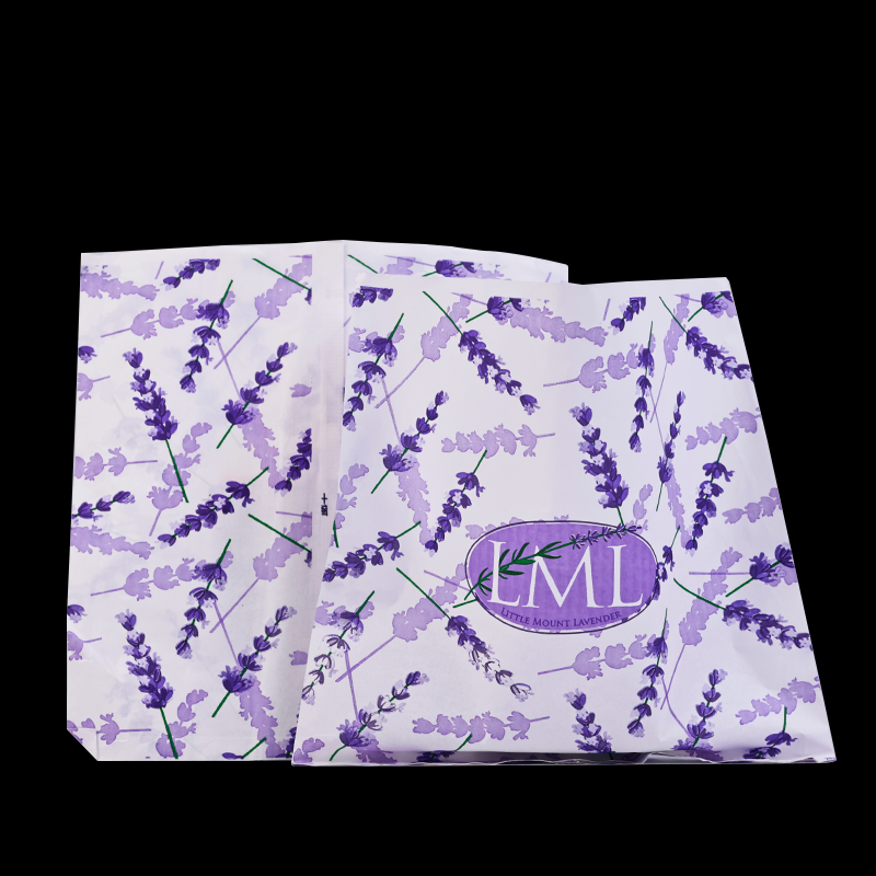 White kraft paper full lavender flat paper bag