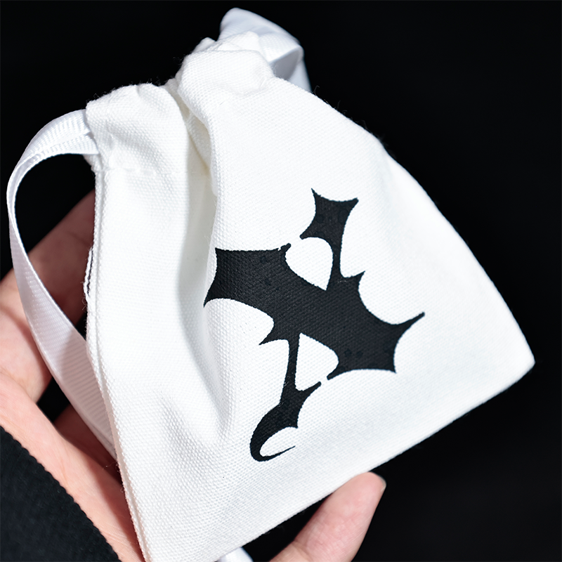 White small canvas drawstring bag