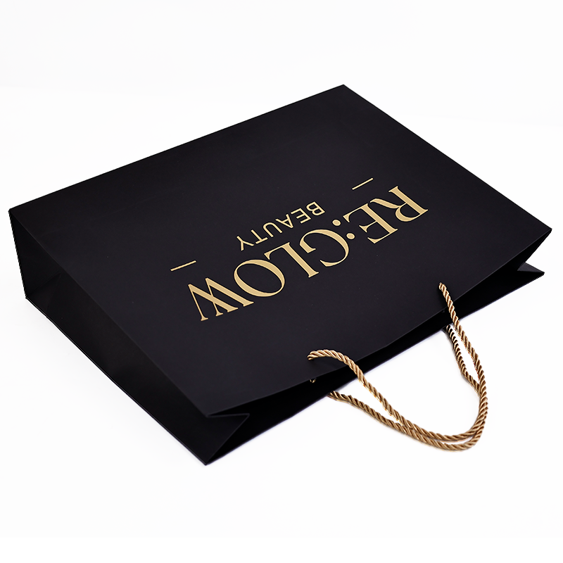 Black gold foil kraft paper tote bag