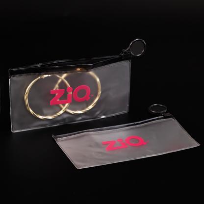 Long transparent frosted black ring zipper bag