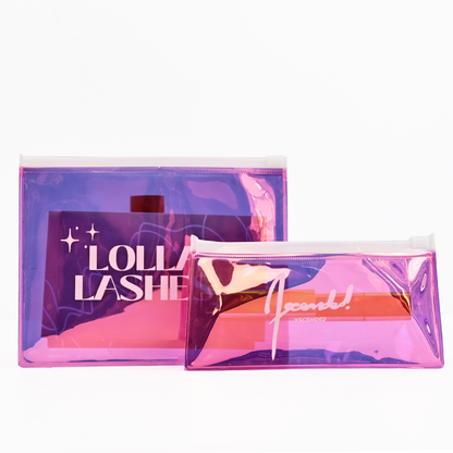 Various sizes of pink laser PVC zipper bags