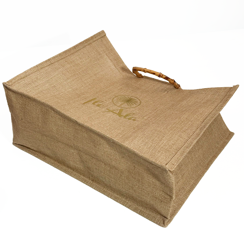 Large size bamboo handbag linen tote bag