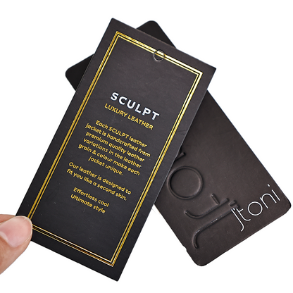 Hot stamping and embossing hangtag