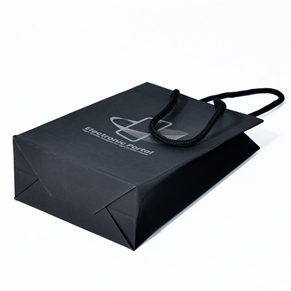 Black pattern silver printed paper bag