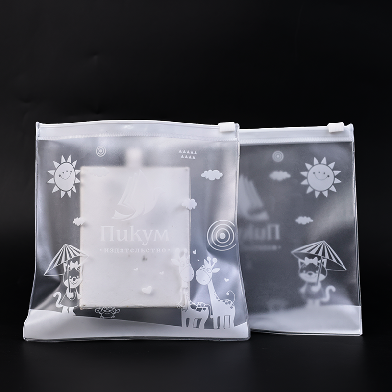Square full pattern printed plastic snap zipper bag