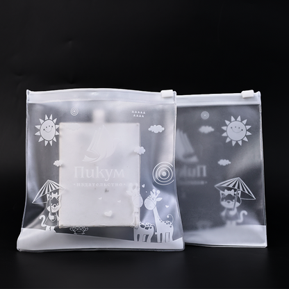Square full pattern printed plastic snap zipper bag
