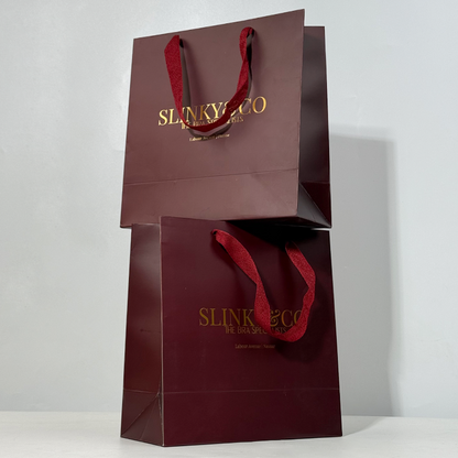 Red paper bag with gold stamping pattern