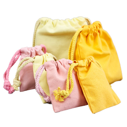 Yellow and pink drawstring cotton bag