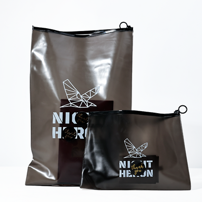 Black PVC frosted zipper bag in various sizes