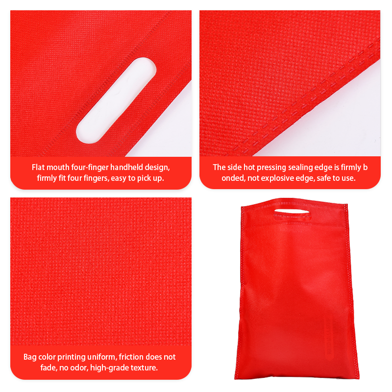 Red non-printed flat non-woven tote bag