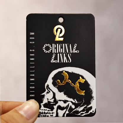 Black long gold stamping plus monochrome printing tag