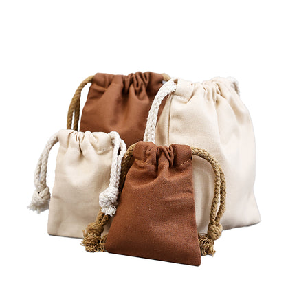 Brown drawstring cotton bag