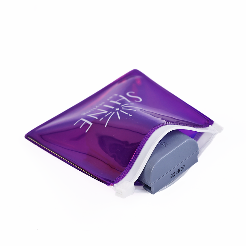 Small Size Square Purple PVC Zipper Bag