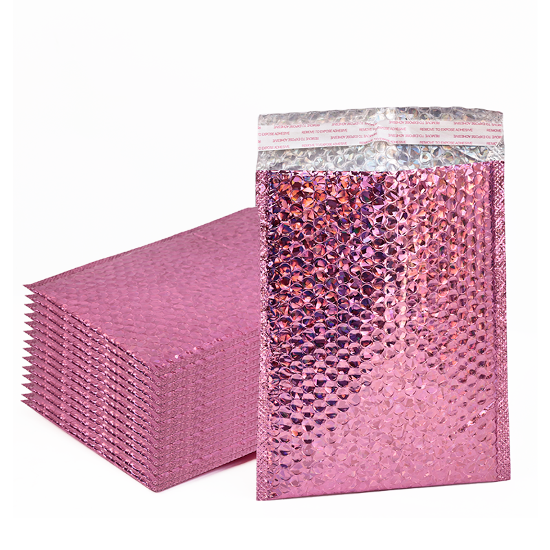 Pink laser self-adhesive aluminized bubble courier bag